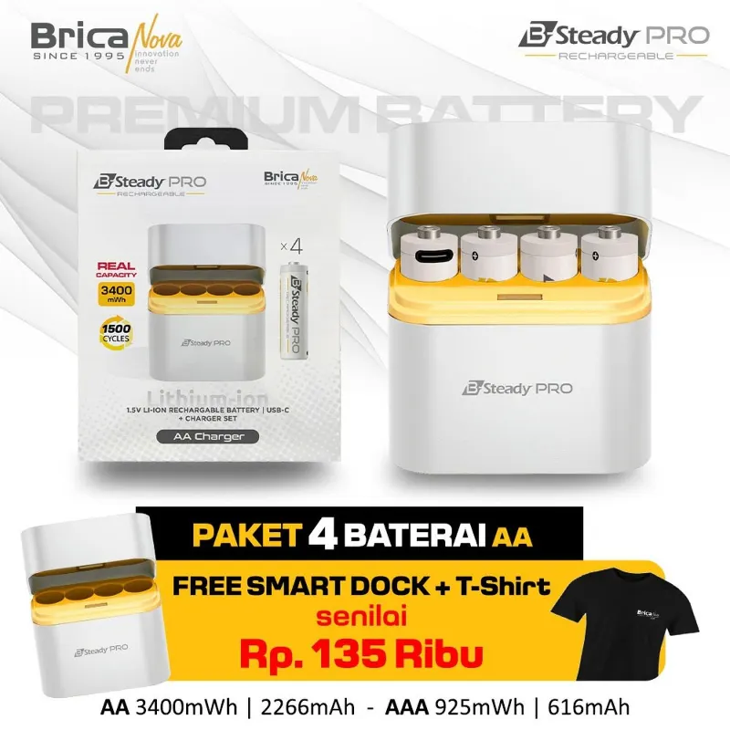 Brica B-Steady Charger Docking Plus Baterai AA x4 / AA x8