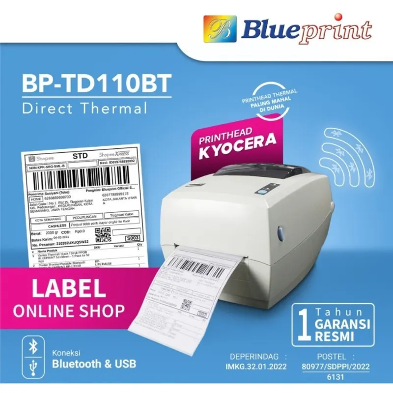 PRINTER BARCODE THERMAL RESI A6 TD110 / TD110BT